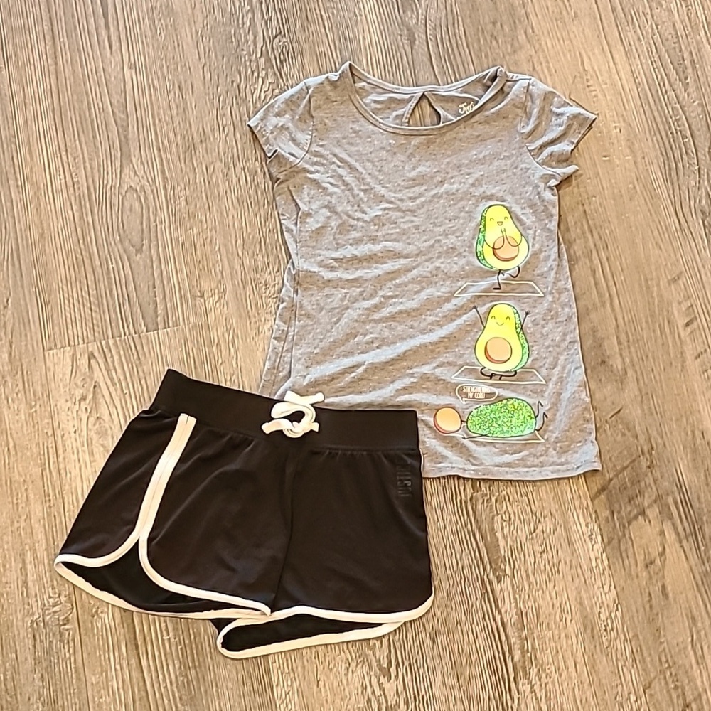 Justice Avacado Matching Shorts & T-Shirt Size 8